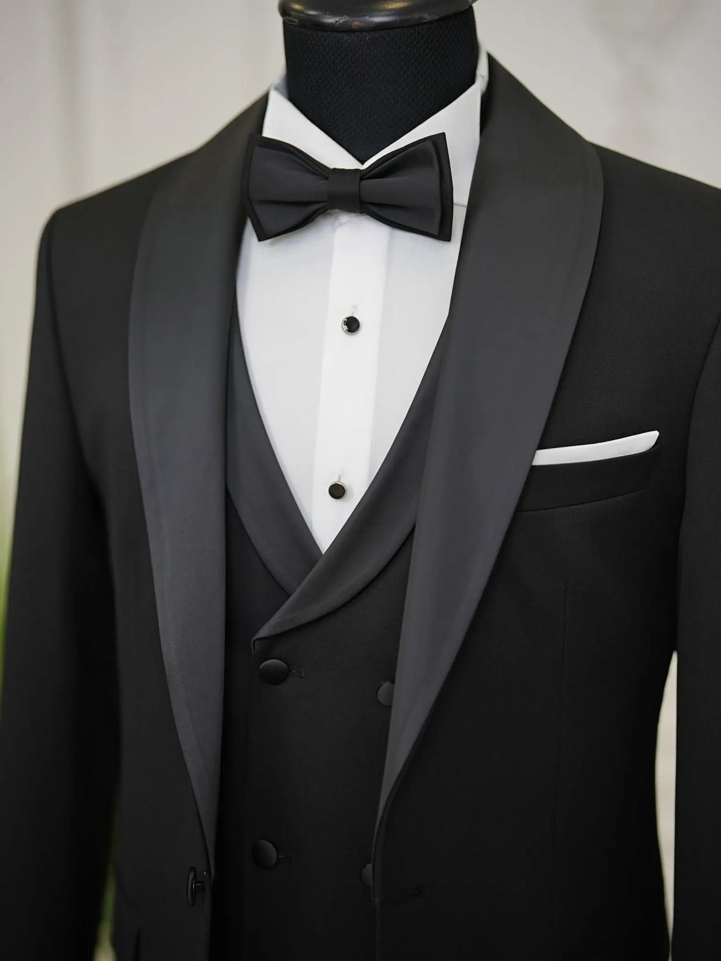Brabion Elio Black Slim Fit Shawl Lapel Tuxedo - BRABION
