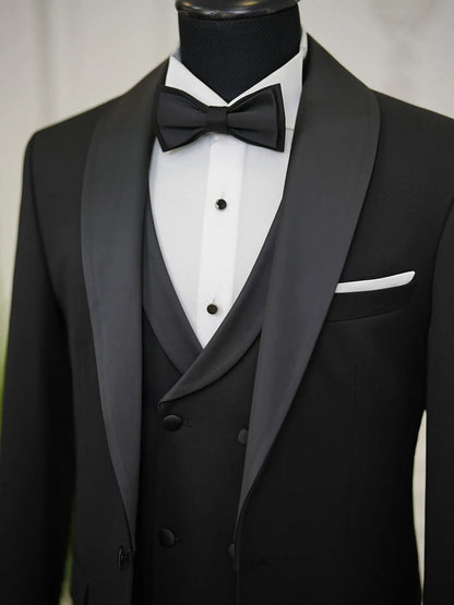 Brabion Elio Black Slim Fit Shawl Lapel Tuxedo - BRABION