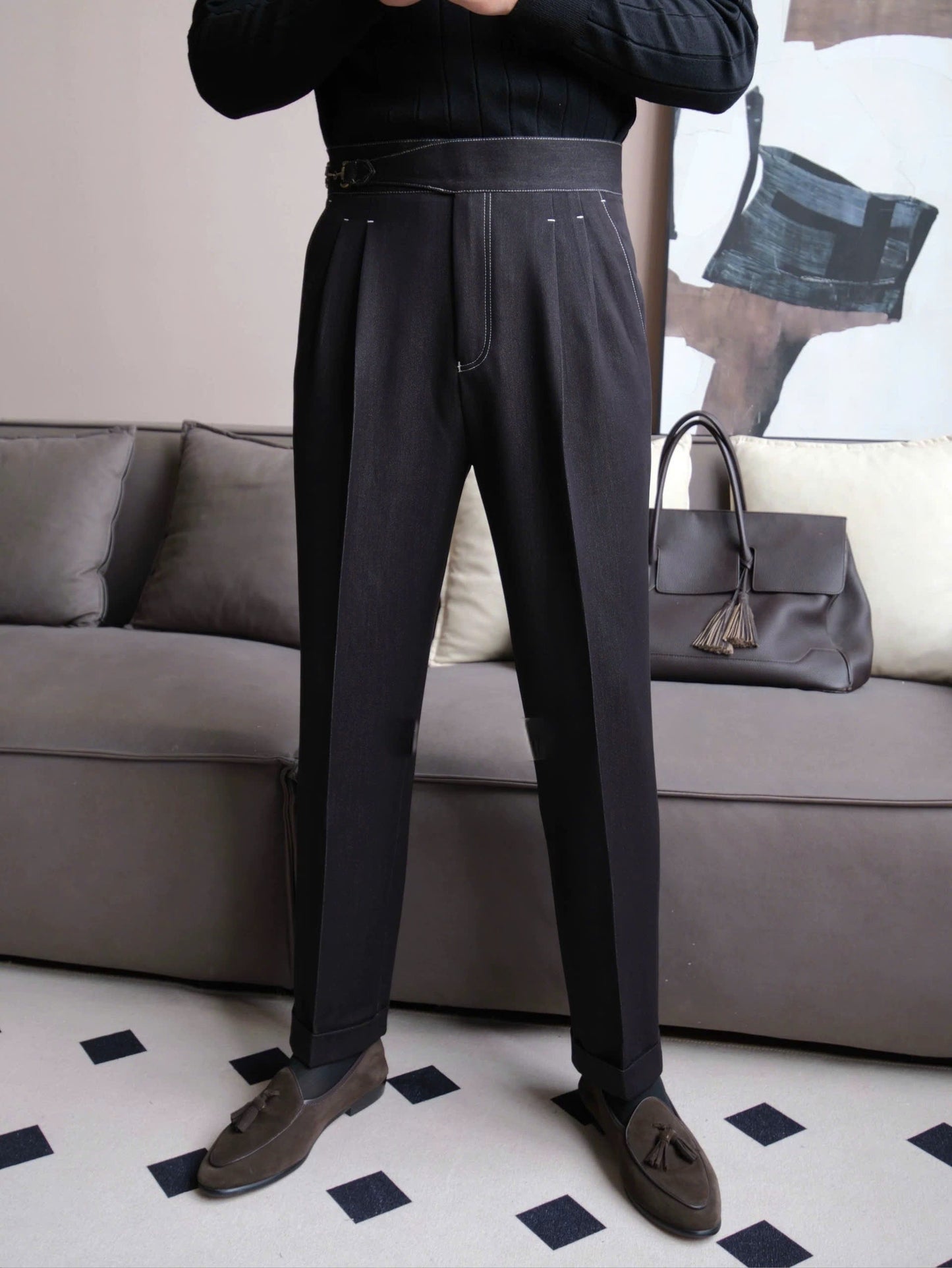 Gurkha Double-Pleat Denim Trousers - BRABION