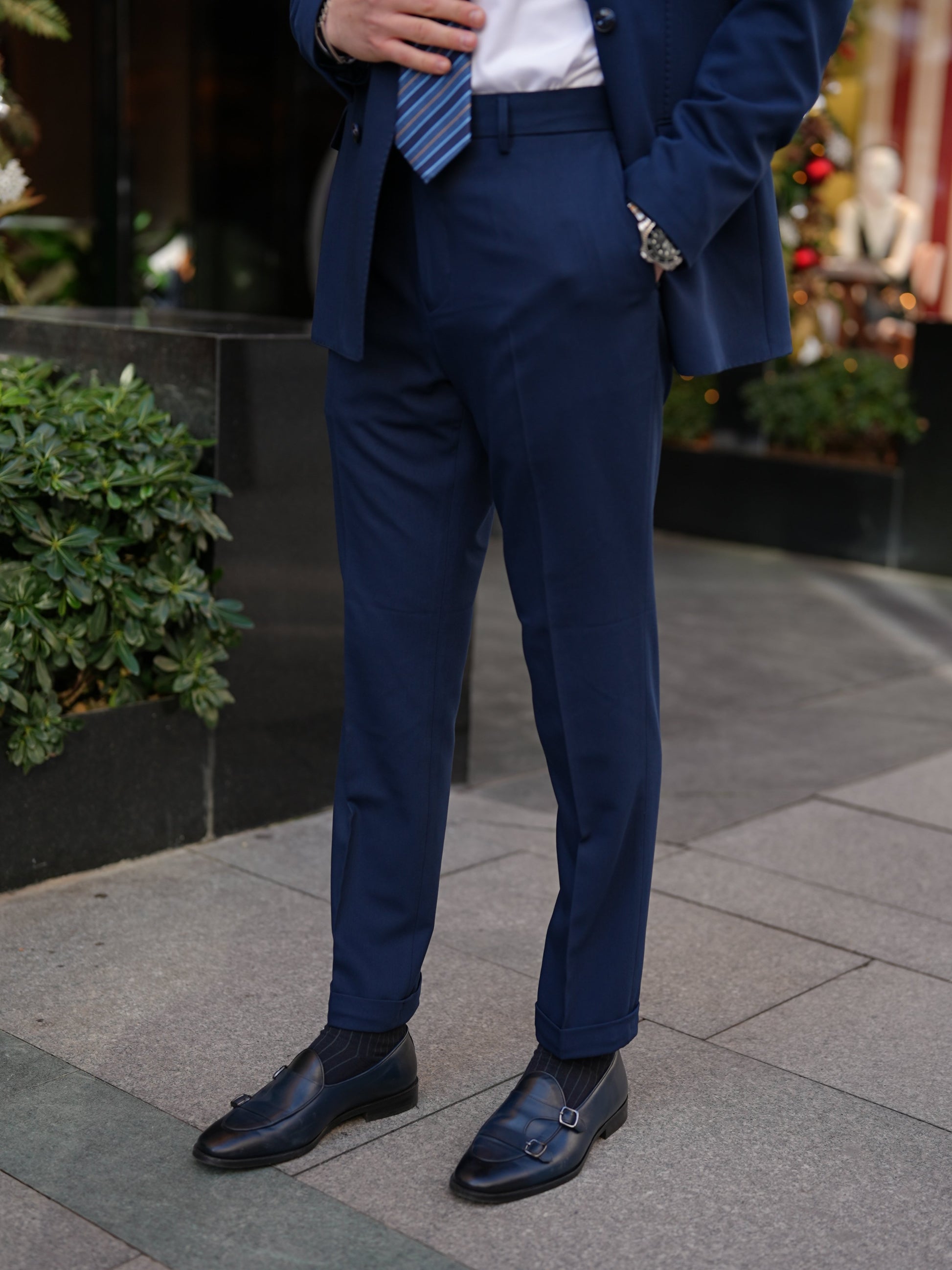 Navy Blue Italian Double Breasted Suit - BRABION