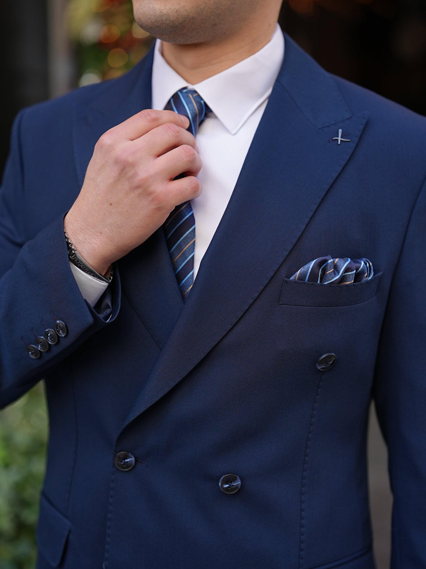 Navy Blue Italian Double Breasted Suit - BRABION