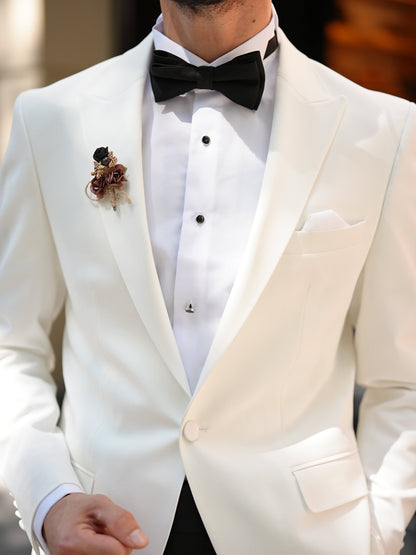 White Premium Tuxedo - Italian Style Slim Fit Groom Suit - BRABION