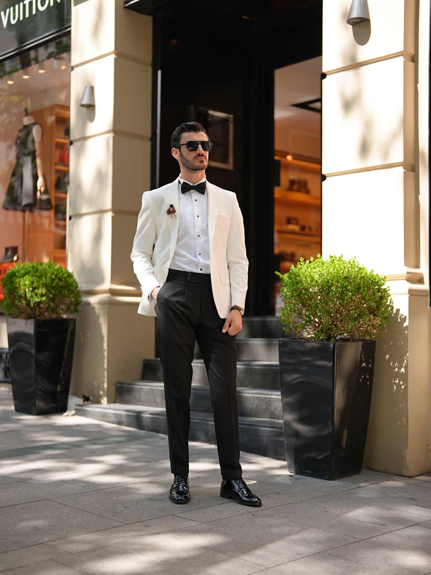 White Premium Tuxedo - Italian Style Slim Fit Groom Suit - BRABION