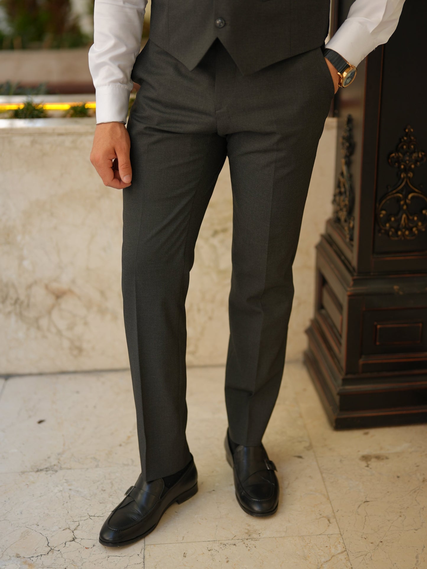 Anthracite Italian 3-Piece Slim Fit Suit - BRABION