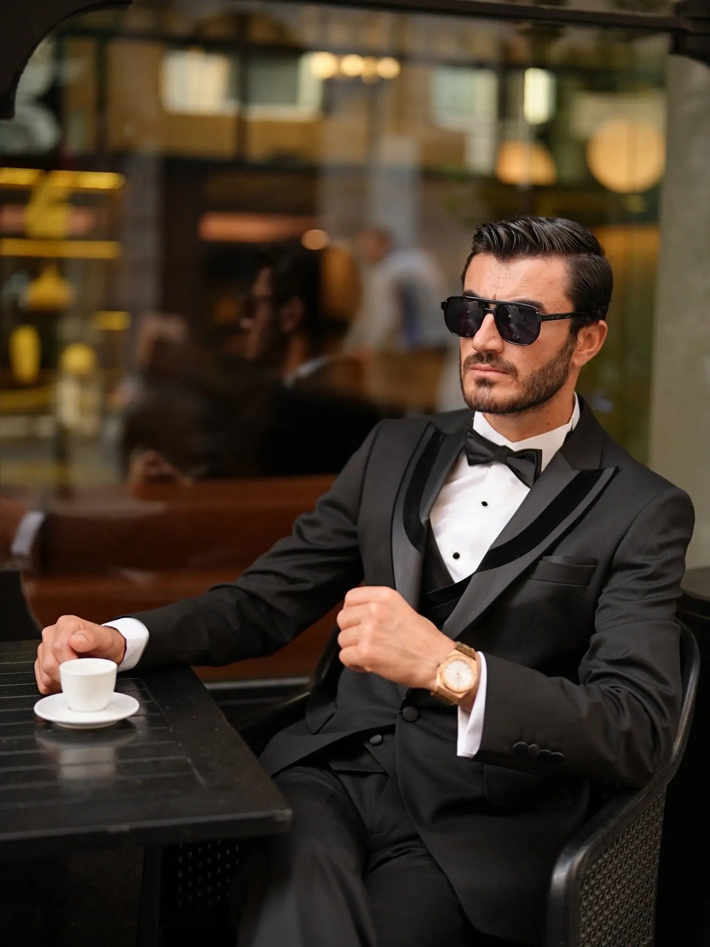 Brabion Elio Black Slim Fit Velvet Peak Lapel Tuxedo - BRABION