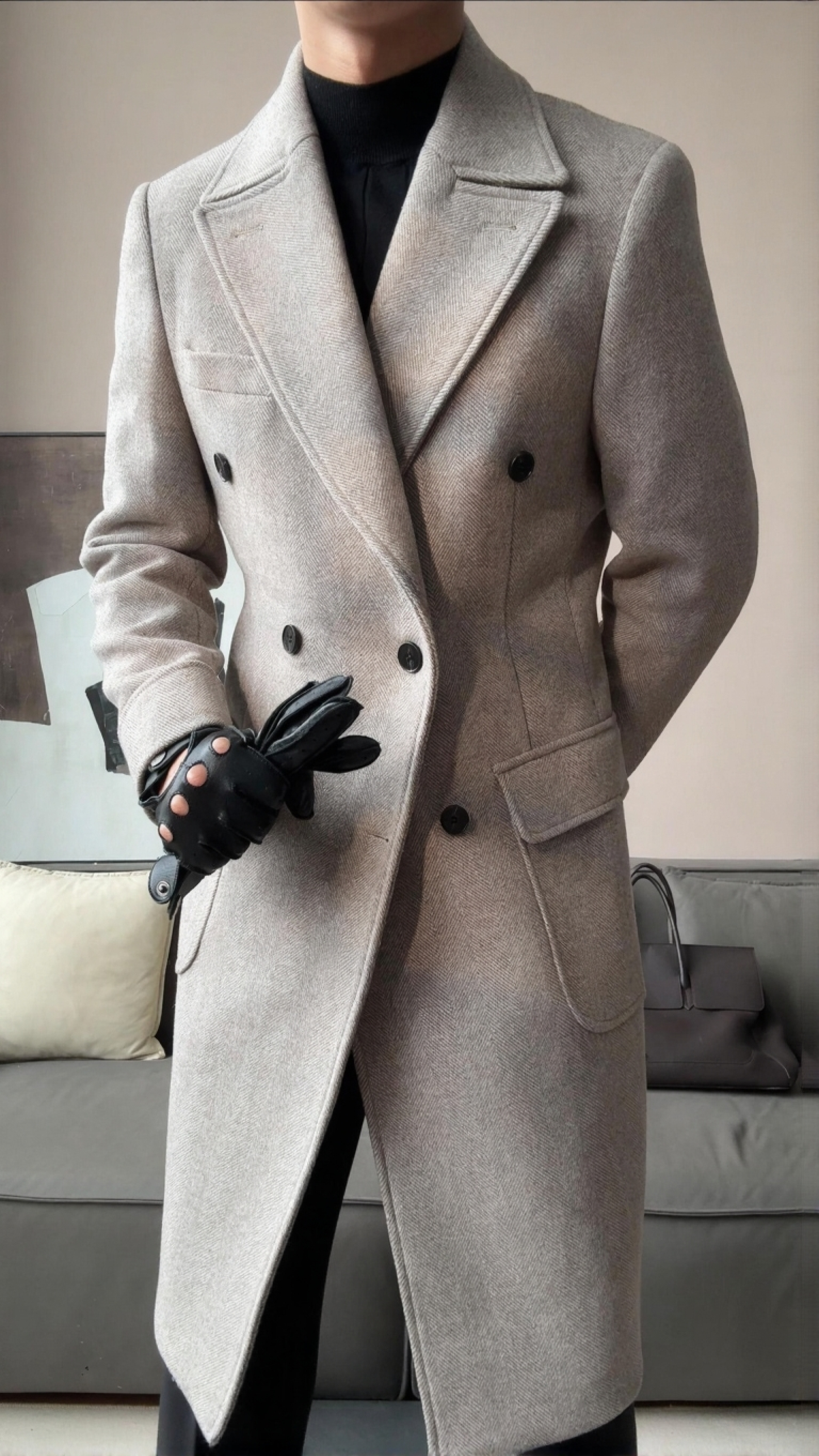 Wool Double-Breasted President Overcoat - BRABION