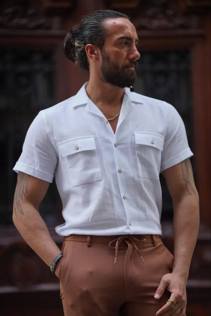 Brabion Evo White Double Pocket Short Sleeve Shirt - BRABION