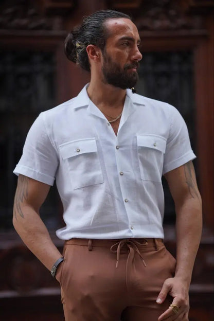 Brabion Evo White Double Pocket Short Sleeve Shirt - BRABION