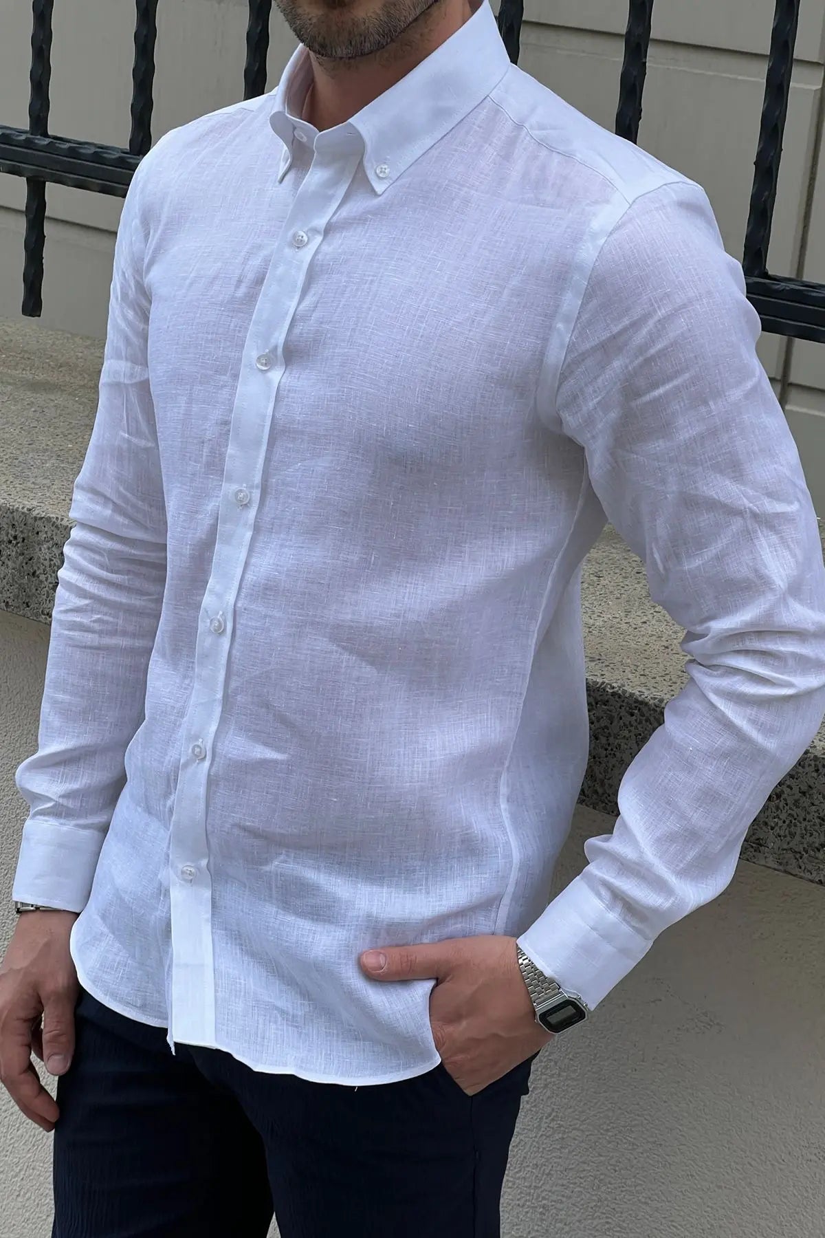 Brabion Daniel White Linen Shirt - Slim Fit Elegance for Every Occasion - BRABION