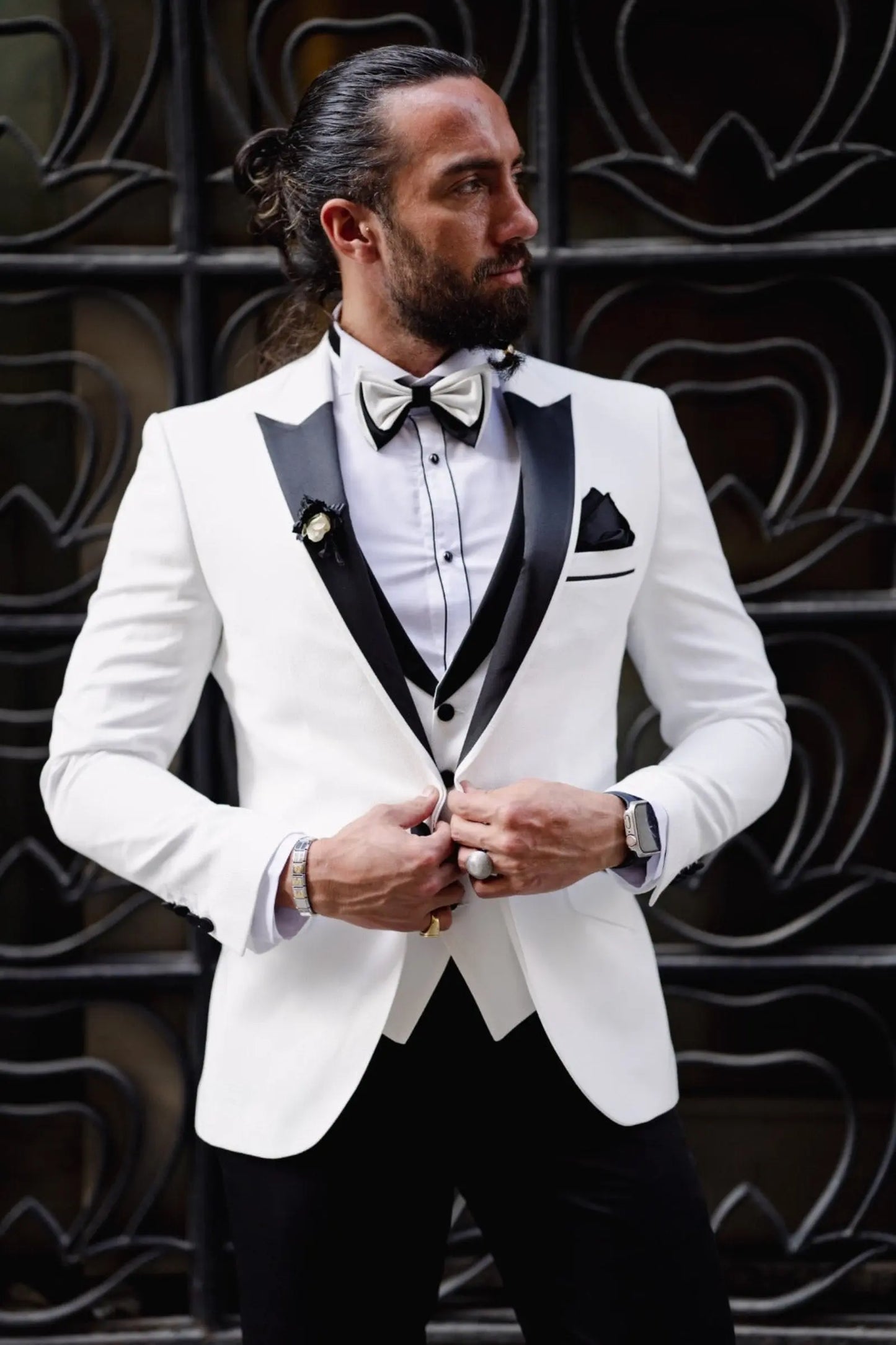 Daniel White Slim Fit Peak Lapel Tuxedo - BRABION