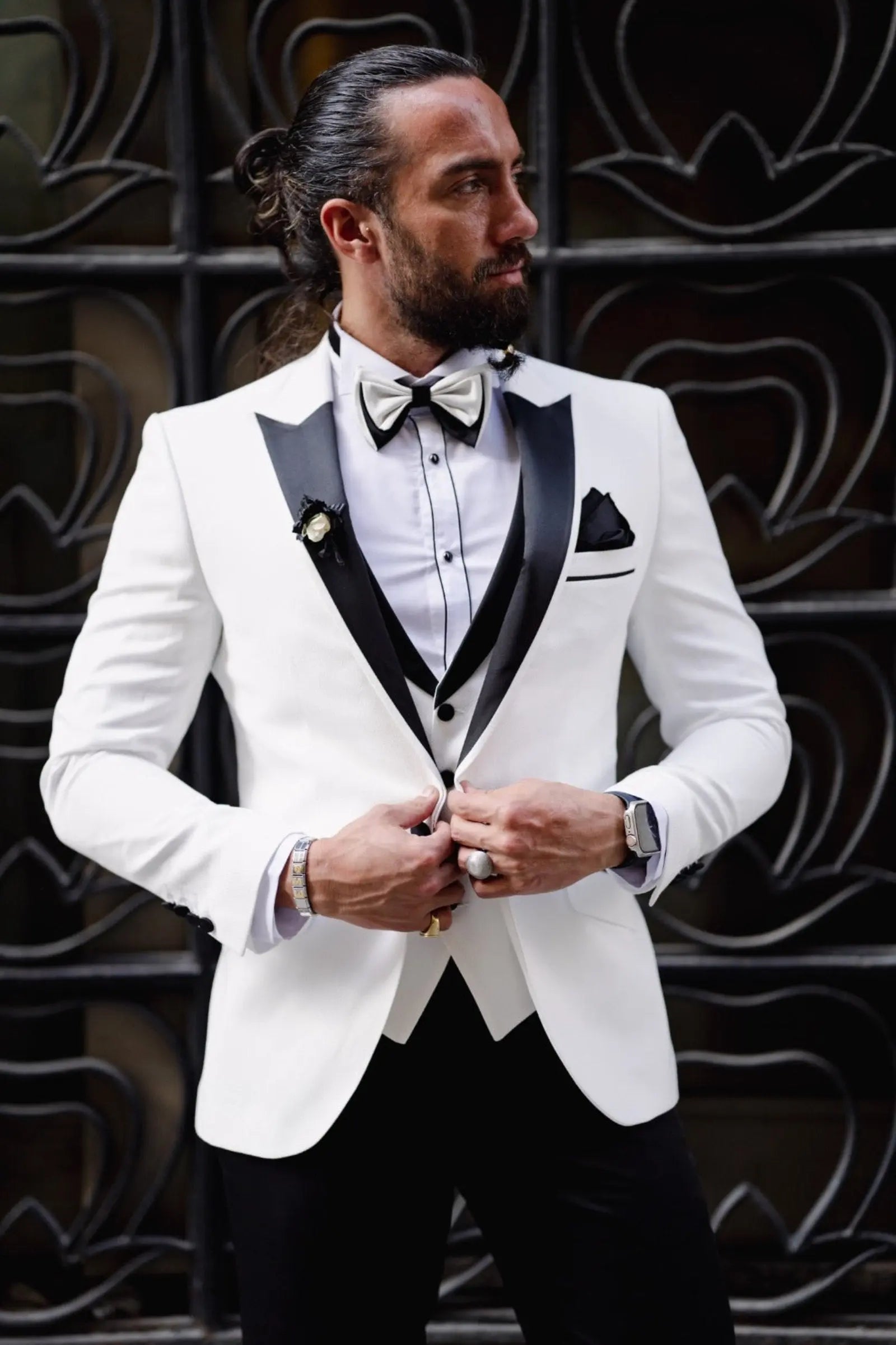Daniel White Slim Fit Peak Lapel Tuxedo - BRABION