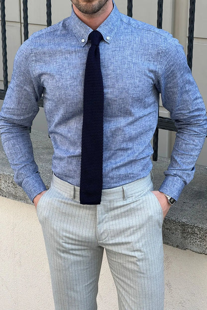 Brabion Daniel Slim-Fit Blue Cotton Shirt - BRABION