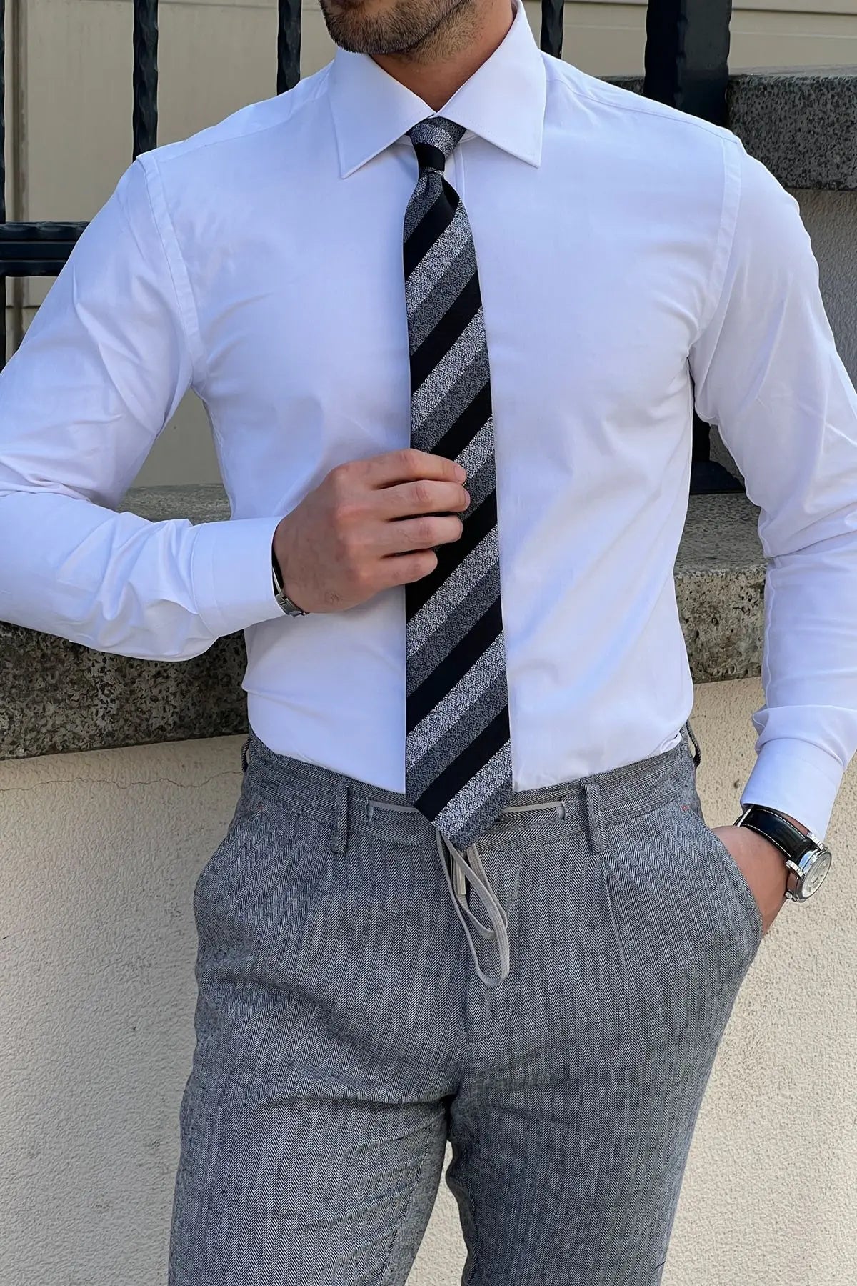 Brabion Daniel White Cotton Slim Fit Shirt - BRABION