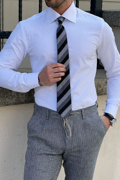 Brabion Daniel White Cotton Slim Fit Shirt - BRABION