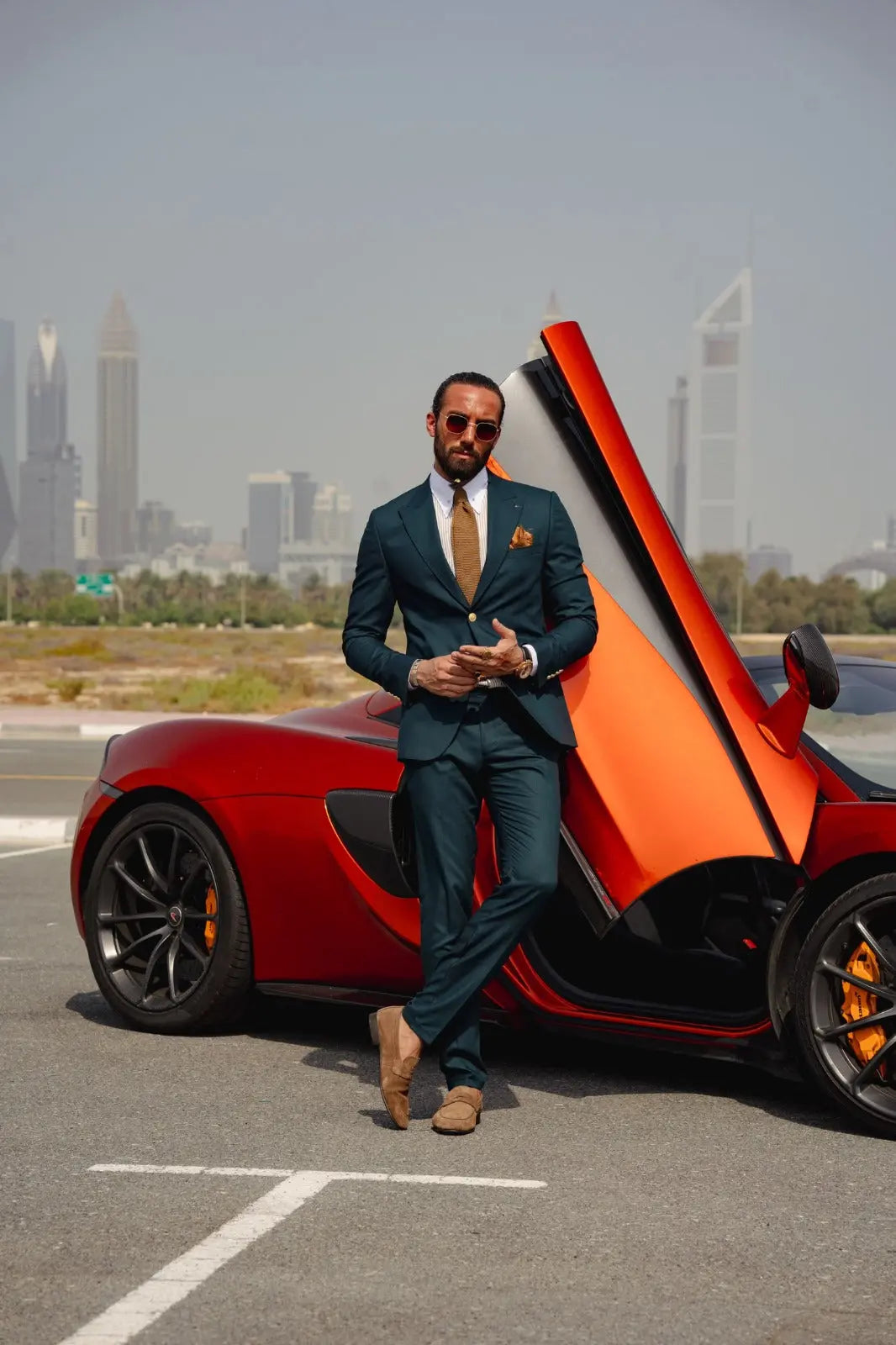 Vespo Green Detailed Slim-Fit Suit brabion