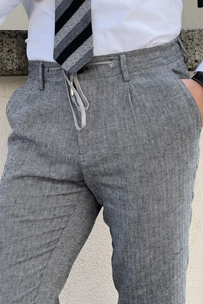 Daniel Gray Linen Pants - Slim Fit Excellence in Versatile Style - BRABION