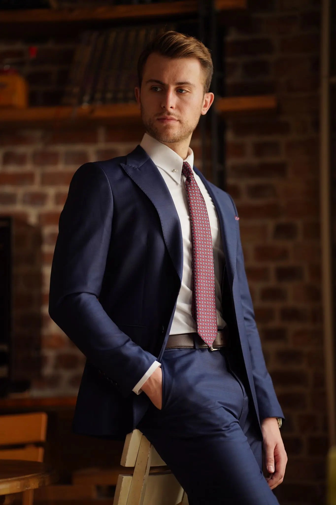 Daniel Slim Fit Navy Blue Wool Suit for Modern Men brabion
