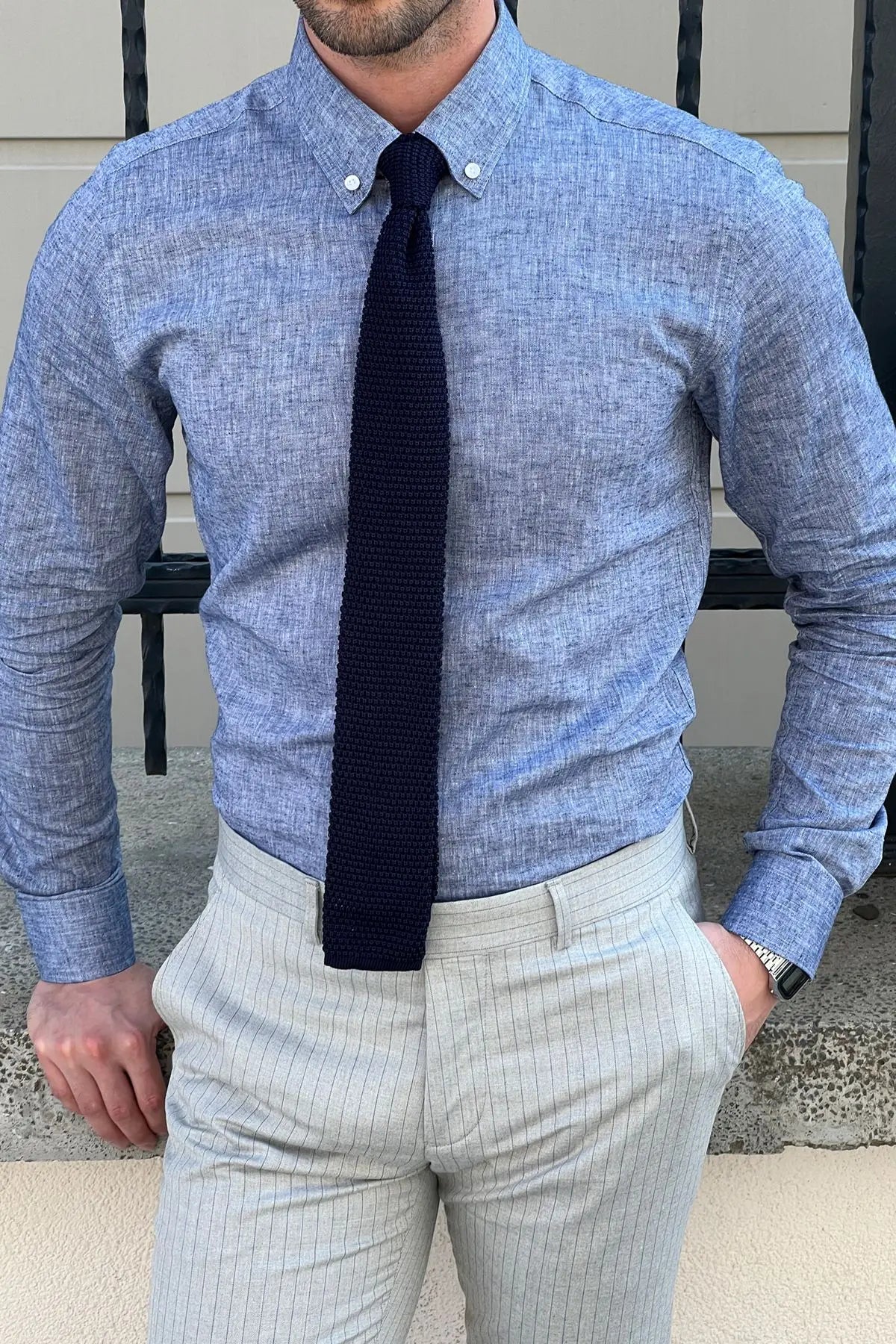 Brabion Daniel Slim-Fit Blue Cotton Shirt - BRABION