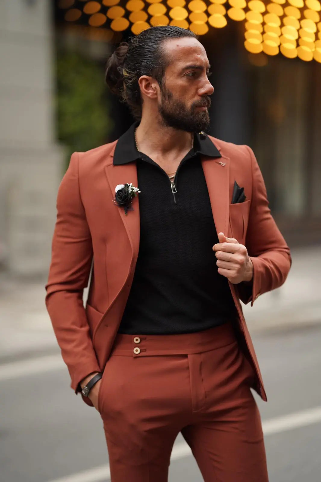 Evo Rust Brown Slim Fit Wool Suit - Elevate Your Wardrobe brabion