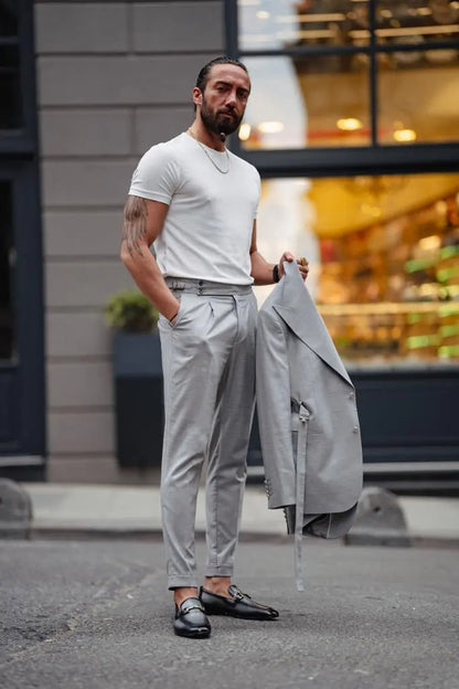 Evo Gray Slim Fit Buckle Up Suit - Versatile Elegance for Every Occasion brabion