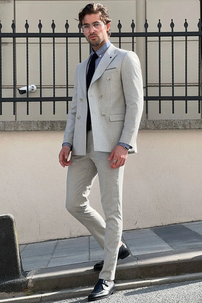 Daniel Double Breasted Gray Wool Suit: Sophisticated Slim-Fit for Every Occasion brabion