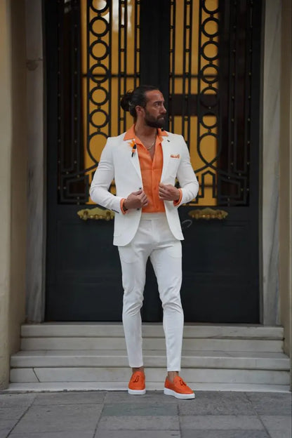 Evo White Slim Fit Wool Suit for Modern Men brabion