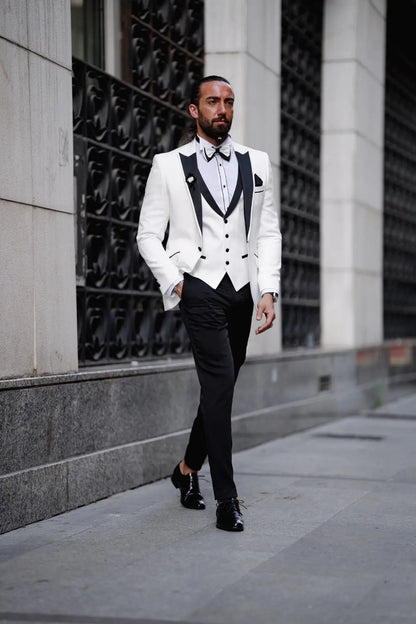 Daniel White Slim Fit Peak Lapel Tuxedo - BRABION