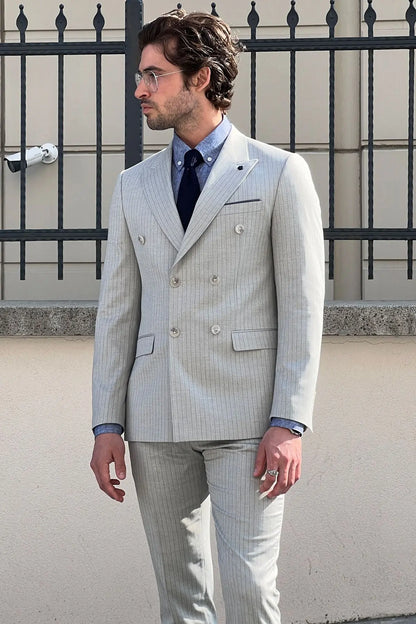 Daniel Double Breasted Gray Wool Suit: Sophisticated Slim-Fit for Every Occasion brabion