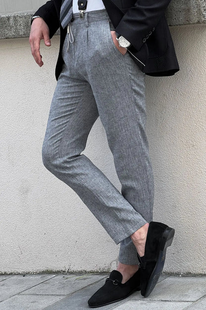 Daniel Gray Linen Pants - Slim Fit Excellence in Versatile Style - BRABION