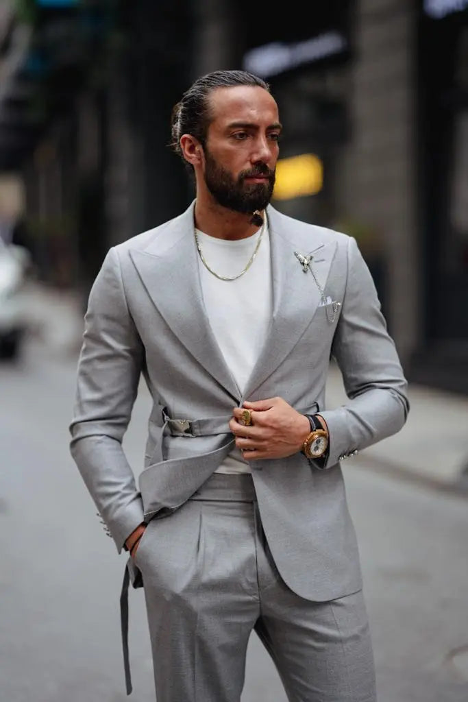 Evo Gray Slim Fit Buckle Up Suit - Versatile Elegance for Every Occasion brabion