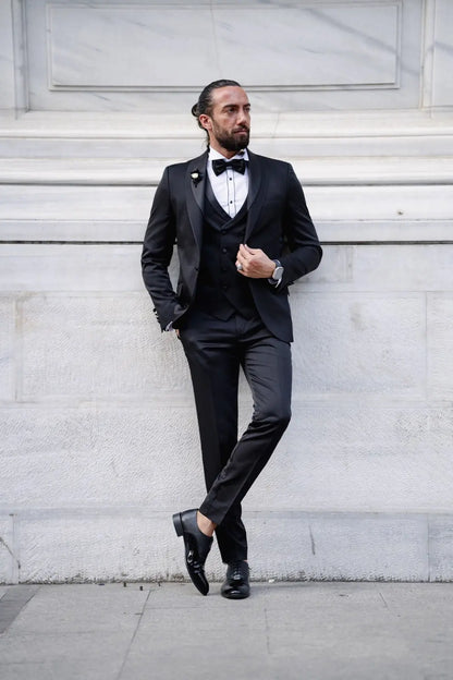 Daniel Black Slim Fit Shawl Lapel Tuxedo - Timeless Elegance for Men - BRABION