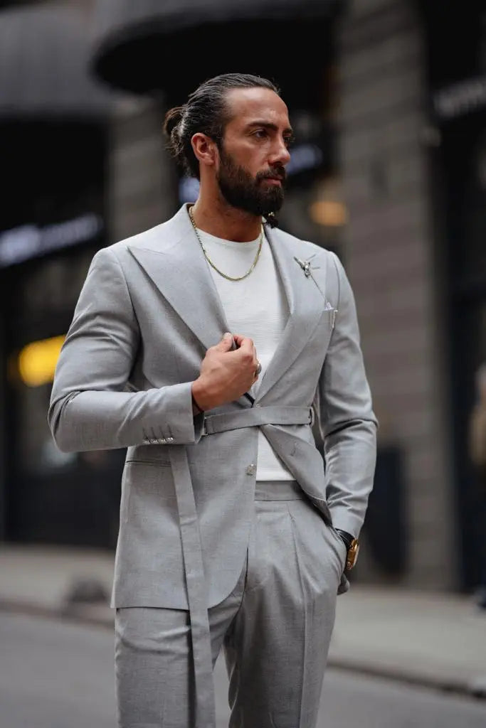 Evo Gray Slim Fit Buckle Up Suit - Versatile Elegance for Every Occasion brabion