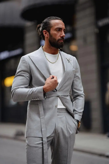 Evo Gray Slim Fit Buckle Up Suit - Versatile Elegance for Every Occasion brabion