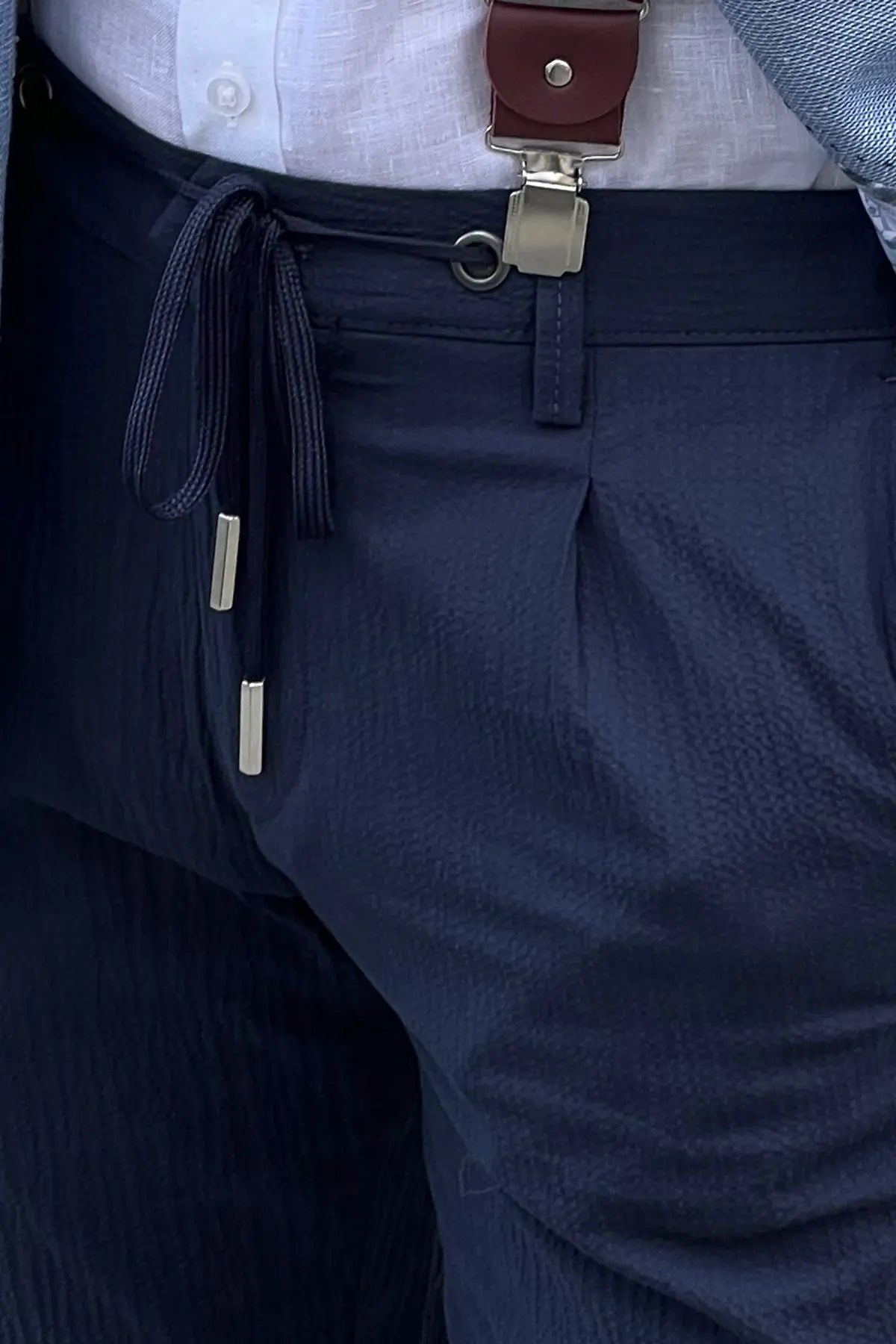 Daniel Navy Blue Cotton Pants - Slim-Fit Elegance - BRABION