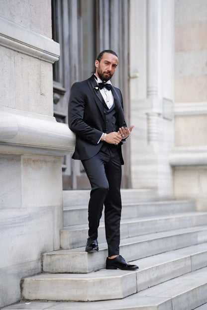 Daniel Black Slim Fit Shawl Lapel Tuxedo - Timeless Elegance for Men - BRABION