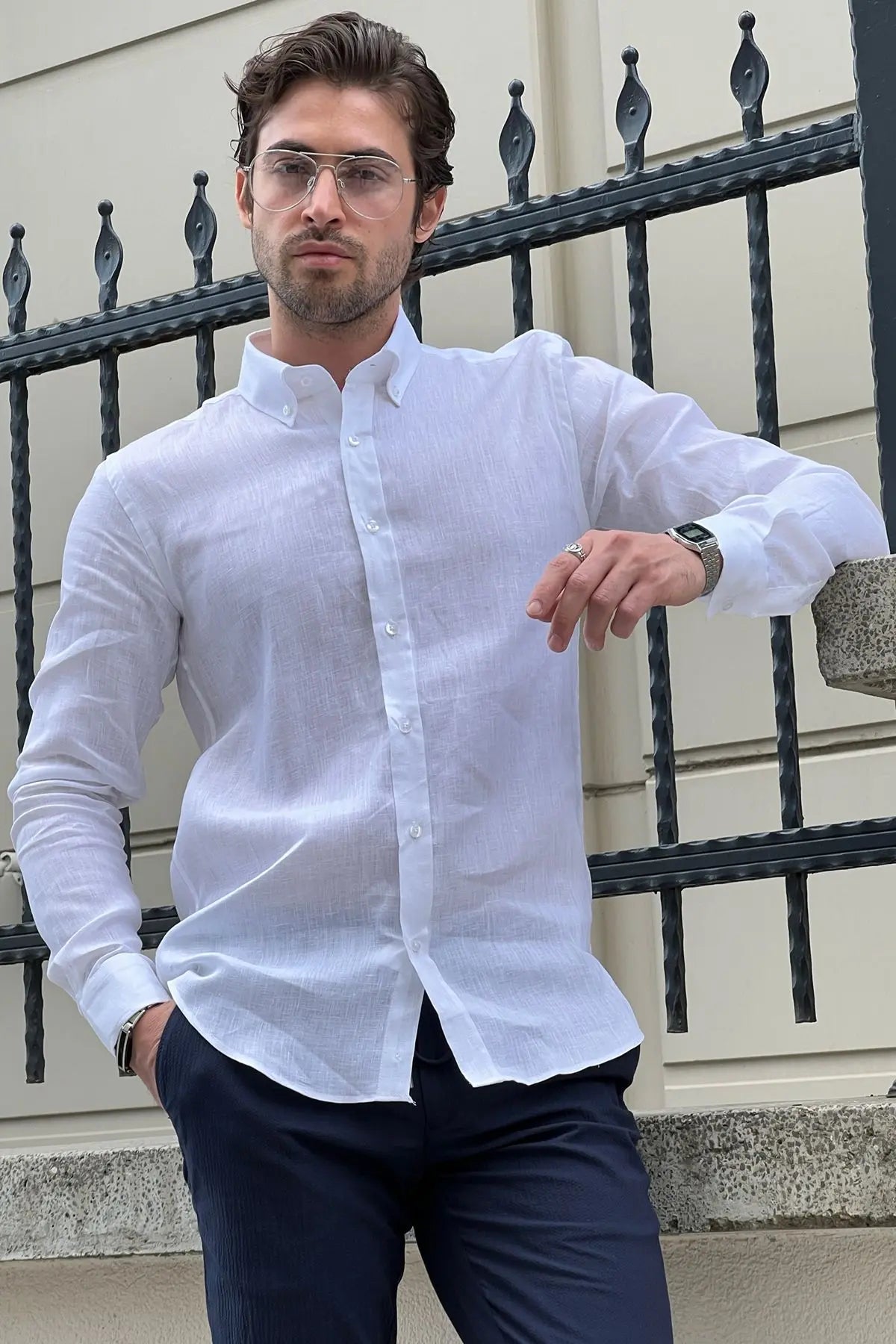Brabion Daniel White Linen Shirt - Slim Fit Elegance for Every Occasion - BRABION