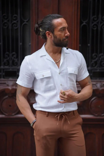 Brabion Evo White Double Pocket Short Sleeve Shirt - BRABION
