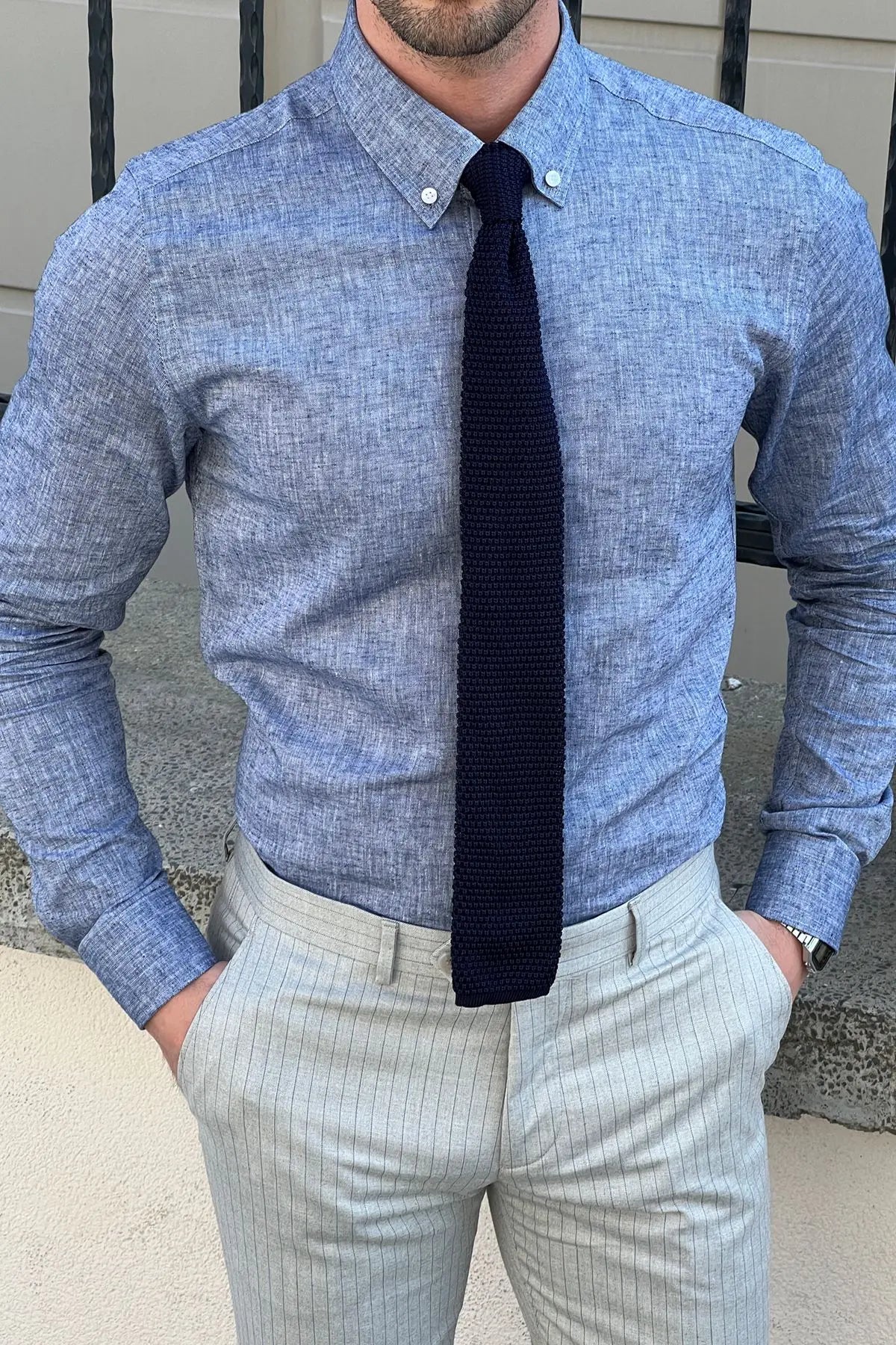 Brabion Daniel Slim-Fit Blue Cotton Shirt - BRABION