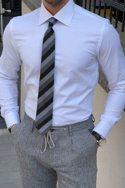 Brabion Daniel White Cotton Slim Fit Shirt - BRABION