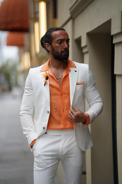 Evo White Slim Fit Wool Suit for Modern Men brabion