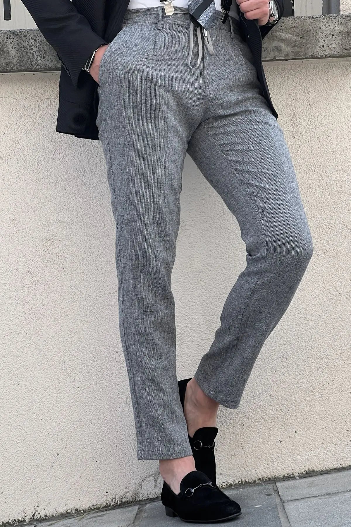 Daniel Gray Linen Pants - Slim Fit Excellence in Versatile Style - BRABION