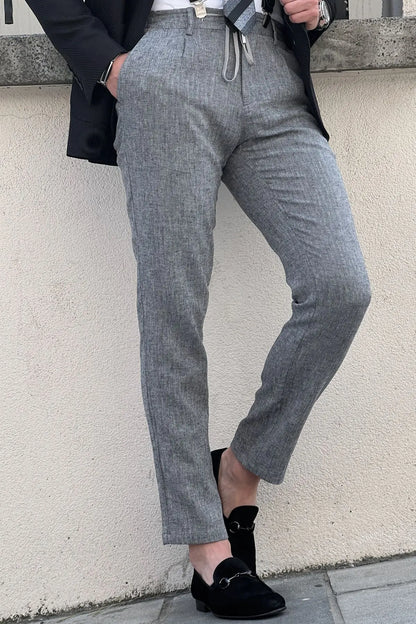 Daniel Gray Linen Pants - Slim Fit Excellence in Versatile Style - BRABION