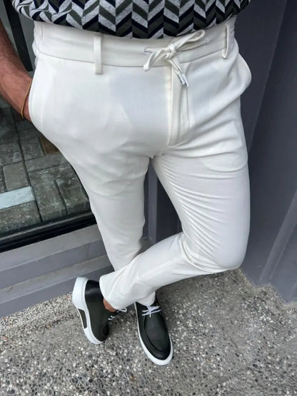 Lyon White Slim Fit Rope Pants: Versatile Elegance for Every Occasion - BRABION