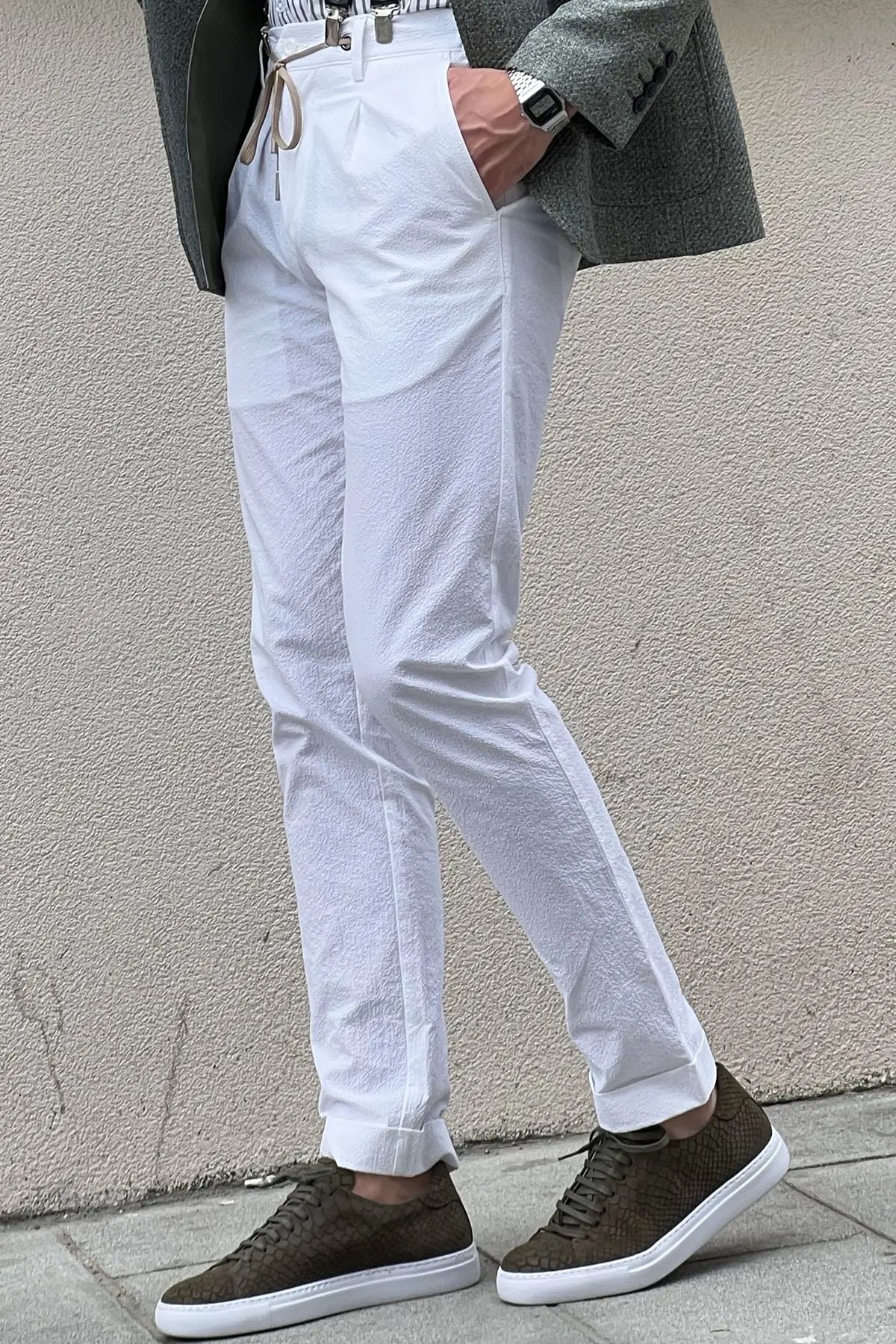 Daniel White Cotton Slim Fit Pants - BRABION