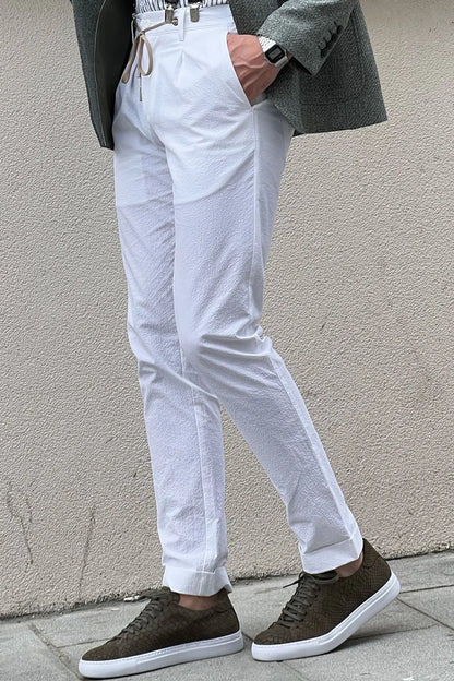Daniel White Cotton Slim Fit Pants - BRABION