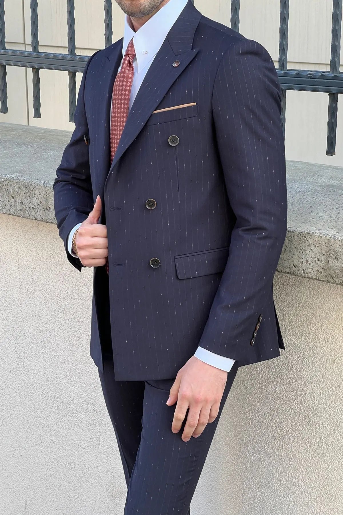 Daniel Double Breasted Navy Blue Wool Suit - The Ultimate Choice for Modern Men brabion