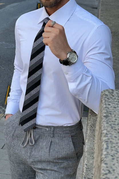 Brabion Daniel White Cotton Slim Fit Shirt - BRABION