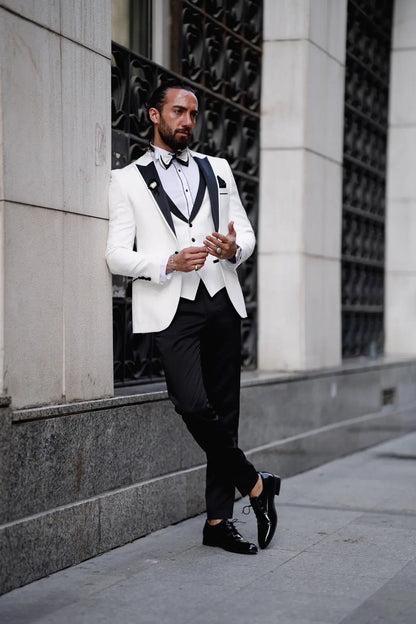 Daniel White Slim Fit Peak Lapel Tuxedo - BRABION