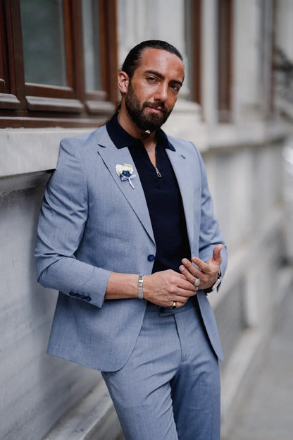 Evo Indigo Slim Fit Wool Suit for Men brabion