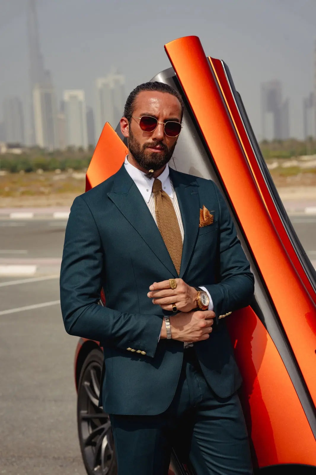 Vespo Green Detailed Slim-Fit Suit brabion